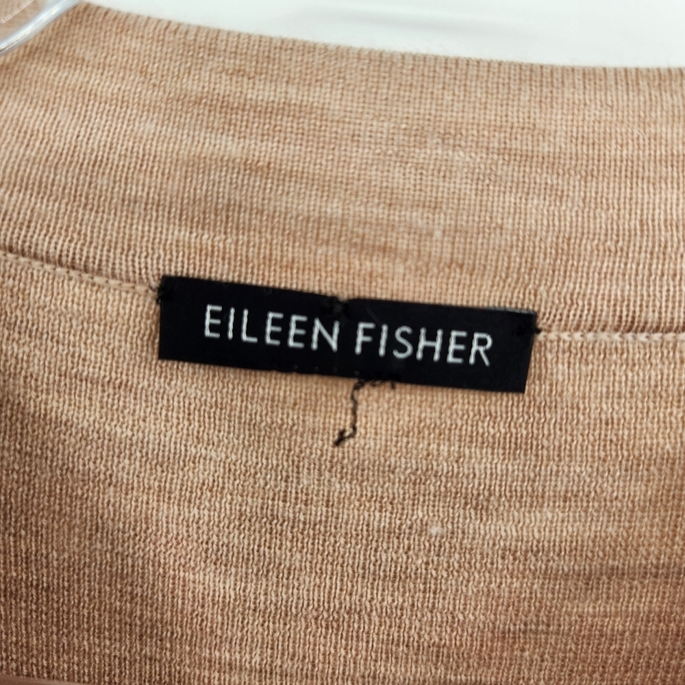 Eileen Fisher Crewneck Lightweight Swester Tunic Top Womens Size XL Tan - Picture 7 of 10